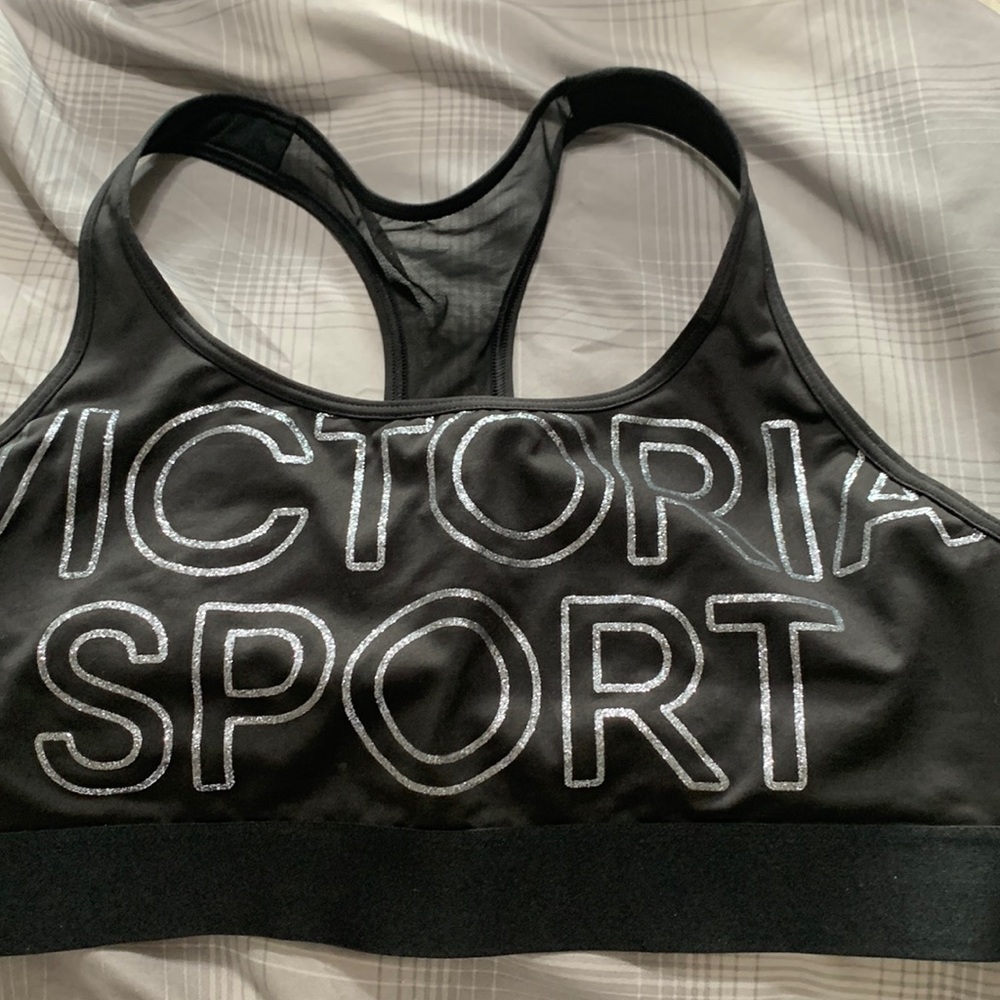 VicToria secret sport gray black Preloved large active top